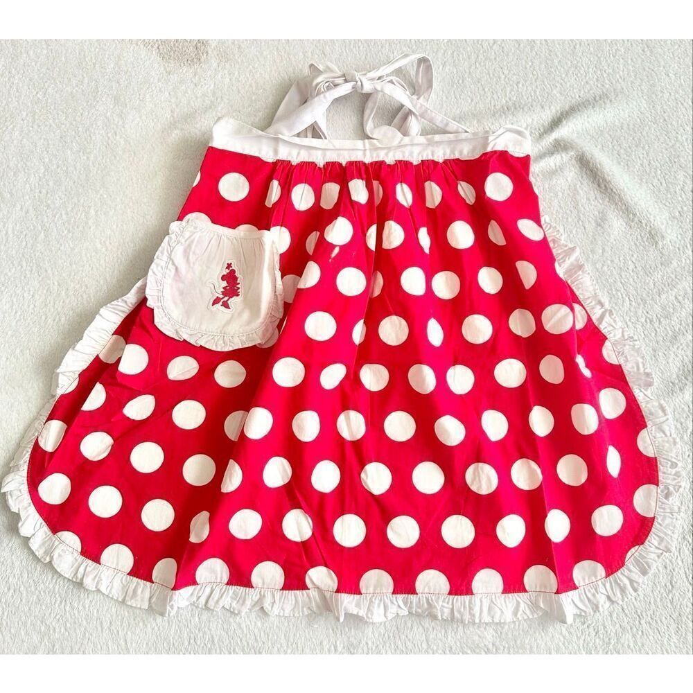 Disneyland authentic Minnie Mouse polkadot waste ruffle trim apron